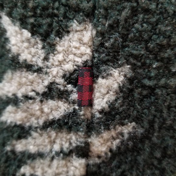 Woolrich sweater Medium fall outdoors leaf print v-neck fleece pullover VINTAGE - Picture 9 of 12